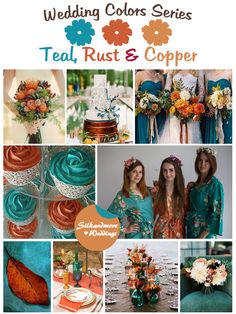 teal, rust and copper wedding colors