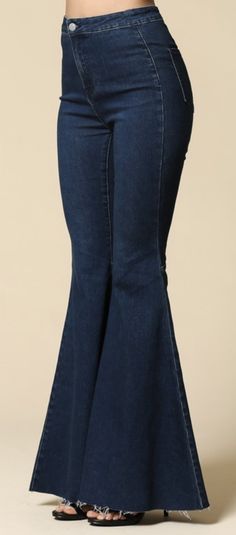 Farrah Flares Dark Denim - Wedges And Wide Legs Boutique Denim Bell Bottoms, Perfect Dinner, Dinner Outfit, Dinner Outfits, Denim Flares, Bell Bottom, Off The Shoulder Top, Dark Denim, Model Measurements