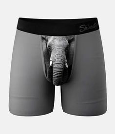 Shinesty® The Elephant Stretch Boxer Briefs - Grey Small, Men's Grey Photo Real printed Modal blend 6 boxer briefs with fly 4-way stretch fabric Elasticized waistband Ball Hammock® for enhanced support Moisture wicking No itch stitching. 95% Modal 5% Spandex. Machine wash with like colors delicate cycle. Do not bleach. Hang dry. Do not iron. No fabric softener.. MEN'S BOXER SHORT SIZE CONVERSION CHART Boxer Size S M L XL XXL Waist Size 29-33 33-36 36-40 40-43 43-45 *Conversion sizes may vary. Me Mens Pouch, Biggest Elephant, Elephant Trunk, Mens Boxer Shorts, The Trunk, Elephant Pattern, Science Biology, Thrift Shop, Mens Boxers