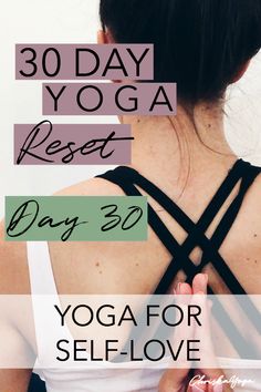 the back of a woman's neck with yoga straps on it and text reading 30 day yoga rest day 32