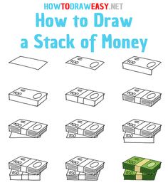 how to draw a stack of money with the title, how to draw a stack of money