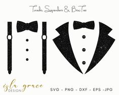 three tuxedos and bow ties svg files for silhouette, png, eps