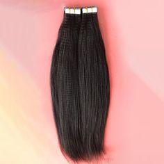 Tape Hair Extensions ❤ 100% Brazilian Remy Human Hair ❤ Yaki Straight Hair Extensions ❤ High Quality & Soft ❤ Stretched Length 10~24Inches ❤ DHL/Fedex Free Fast Shipping  Order processed within 3-5 business days,Then shipped via Fedex/DHL Express. Return policy general order 1. After you receive it and before you open the wig, you can return it to us in 2 days to  get 100% refund for your hair but the return shipping cost buyers support; 2. After you open the package and wig but before you use i 4c Tape In Extensions, Tape Extensions Black Women, Yaki Extensions, Jet Black Tape In Extensions, Yaki Straight Clip Ins, Straight Hair Extensions, Hair Tape, Human Wigs, Tape In Extensions