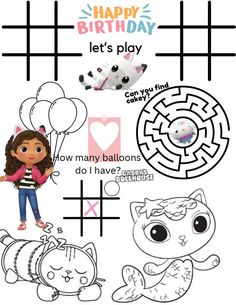 Want a fun activity for your little Gabby's Dollhouse lovers.  What a fun way to entertain the little ones with games, questions and coloring. Print from home depending on how many guests you will have. Print however many you like. :) Games Questions, Gabby Cat, Coloring Birthday Cards, Gabby Dollhouse, Kitty Party, Diy Activities, Activity Kits, Birthday Supplies, Cat Party