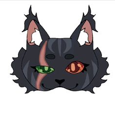 a black cat with green eyes and spikes on its head