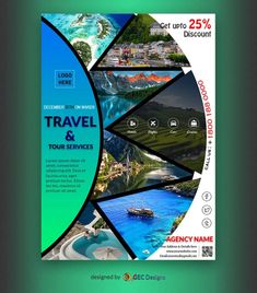 a travel and tour brochure with images of different places in the world on it