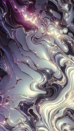 an abstract background with wavy lines and swirls in shades of blue, purple, and white