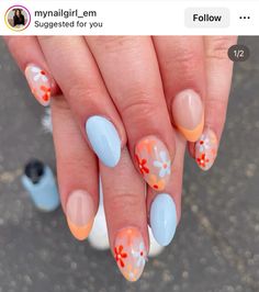 Adult Nail Designs, Orange Daisies, Summer Nails Ideas, Diy Salon, Beachy Nails, Cute Simple Nails, Short Coffin, Gel Nail Tips