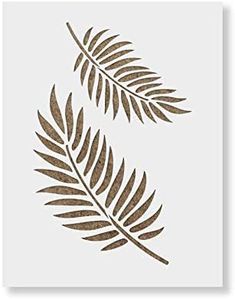 the stencil technique is used to create an image of a fern leaf on a white background