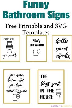 bathroom signs with free printable and svg templates to use on the toilet