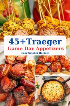 the cover of 45 + traeger game day appetizers