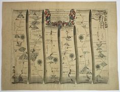 an old map with many different lines and designs on it's sides, including arrows