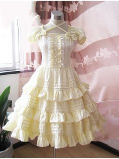 Yellow Short Sleeves Ruffle Sweet Lolita Dress Lolita Outfits, Trendy Skirts, Kawaii Style, Sweet Lolita, Sweet Dress, One Piece Dress, Lolita Dress, Gothic Lolita, Costume Dress