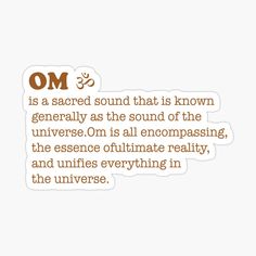 an orange and brown quote with the words om in it sticker on a white background