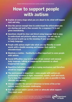 How to support people with Autism (Infograph) Word Walls, Executive Function, Learning Support, Positive Things, Sensory Processing, Support People, Emotional Health, Social Skills