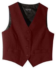 Edwards 7490 Women�s V-Neck Economy Essential Polyester Vest Red Vest Outfit, Dressy Vest, Red Waistcoat, Vest Style, Red Vest, Red Suit, Sweater Vest Women, Outerwear Vest, Vest Fashion