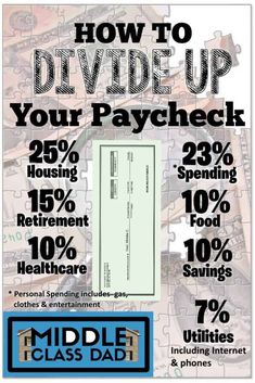 a poster with the words how to divide up your paycheck