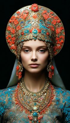 Якобы кокошник. Бирюза, коралл, золото, шёлк и бархат. Wich Hat, Mary Magdalene, Beautiful Dark Art, Painting Photos, Elie Saab, Headdress, Fashion Set, Hijab Fashion, Vintage Photos