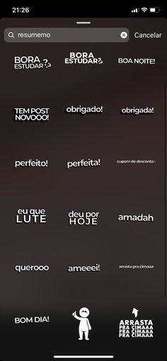 an iphone screen showing the different font styles and numbers for each type of text on it