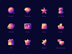 the icon set is designed to look like it has different shapes and sizes, including stars