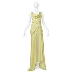 1stDibs: Antique and Modern Furniture, Jewelry, Fashion & Art Dramatic Gown, Satin Evening Gown, Yellow Satin, Shopping Photography, Anna Wintour, Gio Ponti, Lemon Meringue, Yellow Lace, Sleeveless Floral Dress