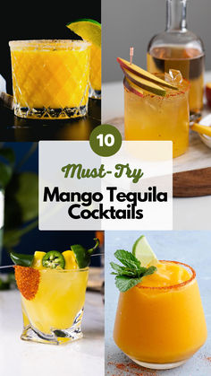 Mango Tequila Cocktails Sweet Tequila Cocktails, Mango Tequila Drinks, Mango Mixed Drinks, Mango Liquor Drinks, Mango Juice Cocktail, Drinks For Sore Throat, Spicy Mango Margarita Recipe, Mango Cocktails, Mango Tequila Sunrise