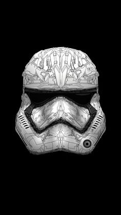 the helmet is designed to look like stormtrooper from star wars, and has been drawn