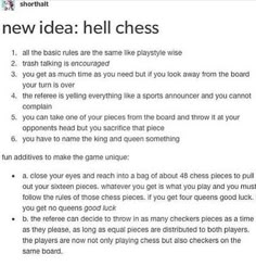 the new idea hell chess is shown in this screenshoter's facebook page