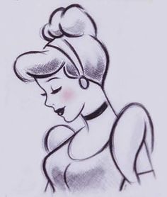 a drawing of a woman with a bun on her head, wearing a dress and earrings