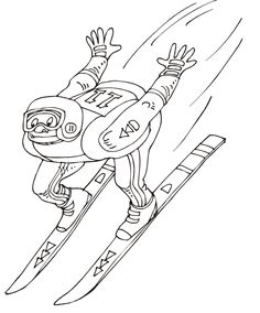 a cartoon skier is going down the slope