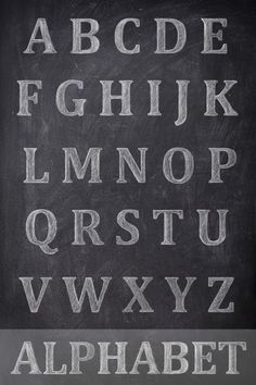 an old english alphabet written in chalk on a blackboard with the letter's upper and lower case