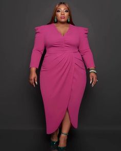 Princess Plus Size, Front Split Dress, Solid Maxi Dress, Look Rose, Asymmetrical Midi Dress, Casual Wear Dress, Fashion Closet, Split Maxi Dress, Bodycon Maxi Dresses