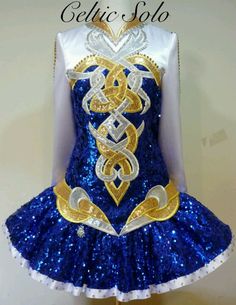 irish dance Love the blue in the dress Irish Dresses, Irish Dance Costume, Celtic Dress, Irish Dance Solo Dress, Irish Dress, Irish Step Dancing, Irish Dance Dress, Band Uniforms, Solo Dress