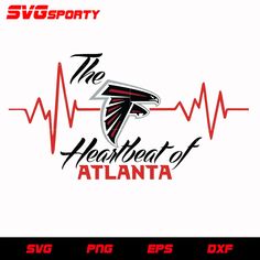 the logo for the atlanta football team is shown in red and black on a white background