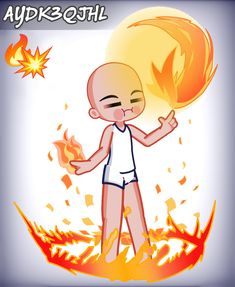 an image of a cartoon character with fire coming out of his chest and the words adk2ohl above it