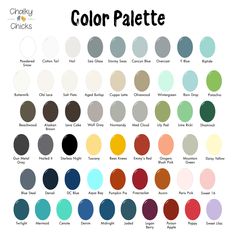 the color palette is shown with different colors and names for each type of paint scheme