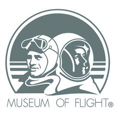 the museum of flight logo with an image of a man in a pilot's helmet