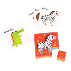 Tooky Toy Co Animal Block Puzzle  14x14x5cm