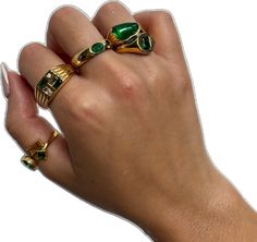 Green Gold Plated Ring, Green Gold-plated Ring, Green Gold Plated Rings For Gift, Gold Plated Green Rings For Gift, Green Gemstone Gold Plated Rings, Green Gemstone Ring Gold-plated, Green Tarnish-resistant Promise Ring, Unique Green Open Ring, Trendy Green Rings As A Gift