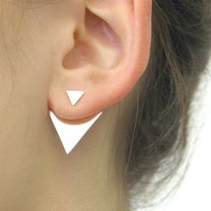 Geometric Silver Triangle Ear Jacket - Otis Jaxon Silver Jewellery Ganesh Jewellery, Edgy Earrings, Black Gold Jewelry, Handmade Gold Jewellery, Ear Jacket, Jewellery Gold, Geometric Triangle, Triangle Earrings, Geometric Jewelry