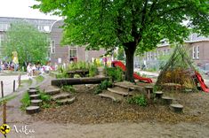 children's play area in the middle of an urban park