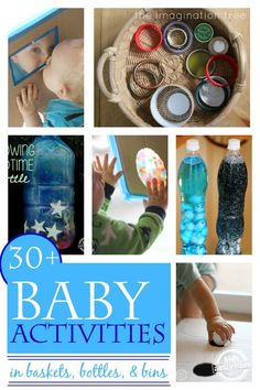 some baby activities are shown in this collage