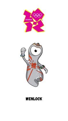 an image of a cartoon character with the olympic symbol on it's back side