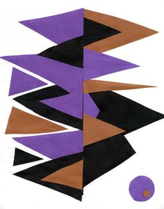 an abstract painting with purple and black shapes