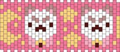 the pattern is made up of squares with different colors and shapes, including two cats