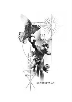 a black and white photo of an eagle on a postcard with the words berofevaan