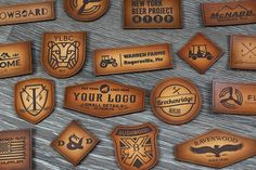 Custom Leather Patches with your personalize logo. Intricate designs and small details are no problem with our US made lasers and our in house dying processes. Choose from 6oz, 3oz and Vegan(synthetic) leather. We can work with you on the color of the leather patch. We have a number of standard leather colors as well as our airbrushed antique vignette dyed patches (as shown). PRODUCT DETAILS--------------------------~ 3-4 oz (Thin)~ 5-6 oz (Standard)~ Real or Synthetic Leather Patches~ Choose fr Customer Gifts, Laser Engraved Ideas, Leather Colors, Custom Caps, Company Gifts, Personalized Logo, Hat Patches, Leather Hats, Winter Beanie