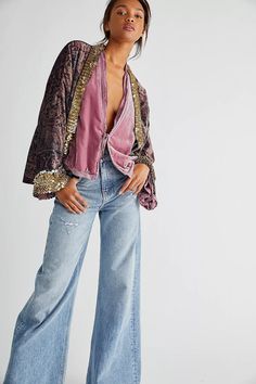 Velvet Bed Jacket | Free People UK Velvet Outfits For Women, Velvet Jacket Outfit, Bed Jacket, Estilo Hippie, Velvet Clothes, Mode Abaya, Boho Jacket