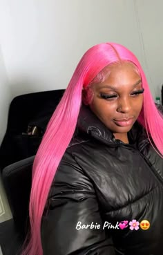 Pink Lace Wig Styles, Pink And Blonde Wigs For Black Women, Middle Part Pink Wig, Hot Pink Lace Front Wig, Pink Wig Black Women, Lace Front Colors, Pink Wig Install, Pink Wigs For Black Women, Pink Frontal Wig