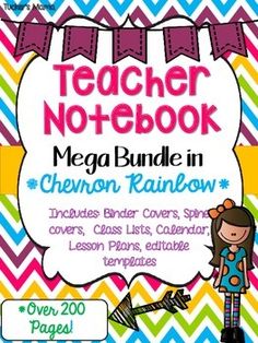 the teacher notebook mega bundle in chevron rainbow